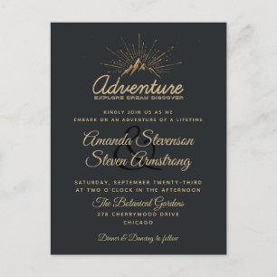 Mountain Adventure Rustic Wedding Einladung Postkarte
