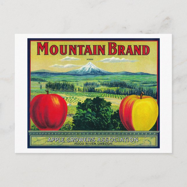 Mountain Apple Crate LabelHood River, OR Postkarte (Vorderseite)