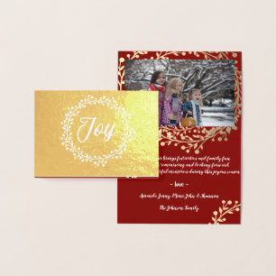 Mountain Ash Wreath Joy Family Foto Burgundy Gold Folienkarte