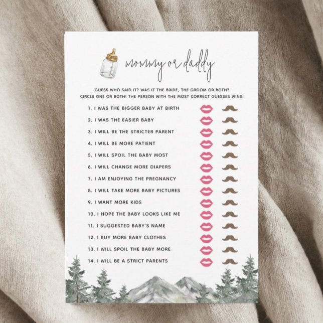 Mountain Baby Shower Mommy oder Daddy Game Cards Einladung (Von Creator hochgeladen)