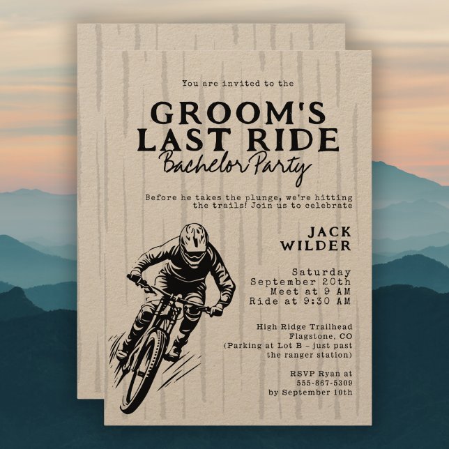 Mountain Bike Bachelor Party Groom's Last Ride Einladung (Von Creator hochgeladen)