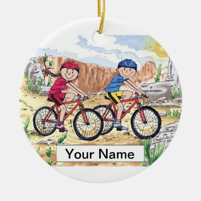 Mountain Bike Couple Keramik Ornament (Vorne)