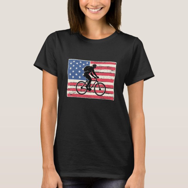 Mountain bike for men gift mtb american flag patri T-Shirt (Vorderseite)