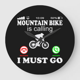 Mountain Bike is Calling Funny Telephone for Mount Große Wanduhr