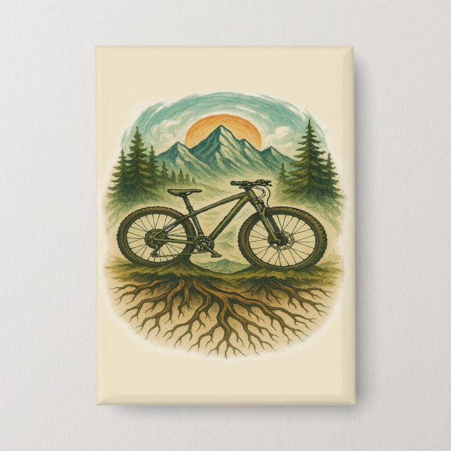 Mountain Bike Kunst, Dichtung und Musik Button (Vorderseite)