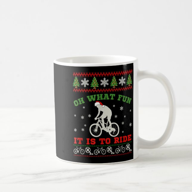 Mountain Bike Rider, Oh What Fun Christmas Ugly Sw Kaffeetasse (Rechts)