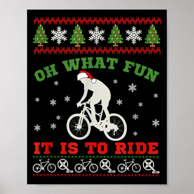 Mountain Bike Rider, Oh What Fun Christmas Ugly Sw Poster (Vorne)