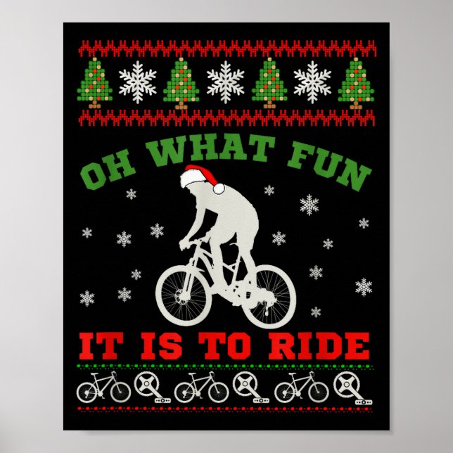 Mountain Bike Rider, Oh What Fun Christmas Ugly Sw Poster (Vorne)