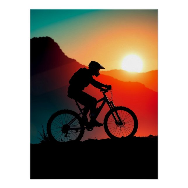 Mountain Bike Sunset – Challenge & Adventure Poster (Vorderseite)