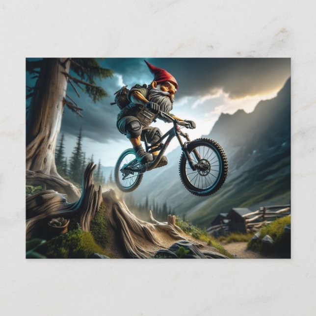 Mountain Bike Trail Shredding Gnome Postkarte (Vorderseite)