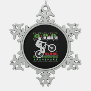 Mountain Bike Ugly Weihnachten Schneeflocken Zinn-Ornament