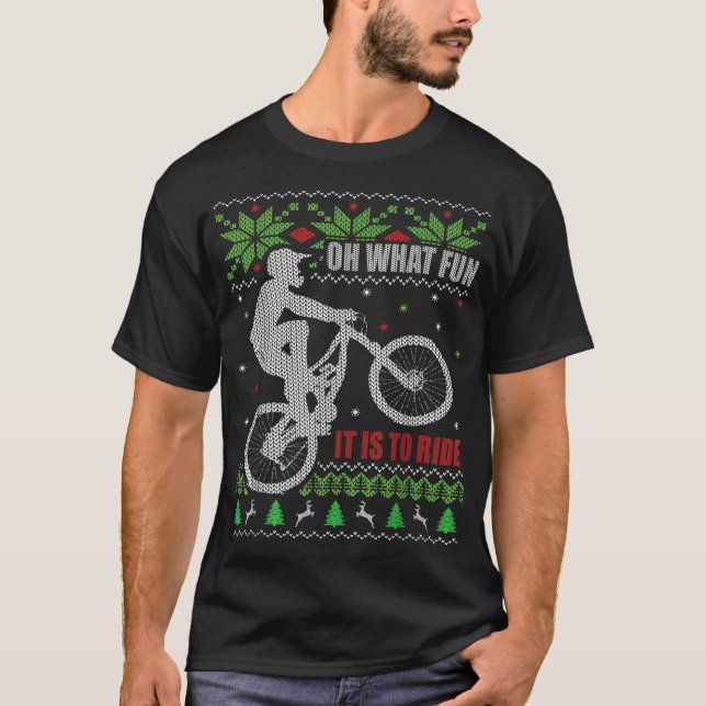 Mountain Bike Ugly Weihnachten T-Shirt (Vorderseite)