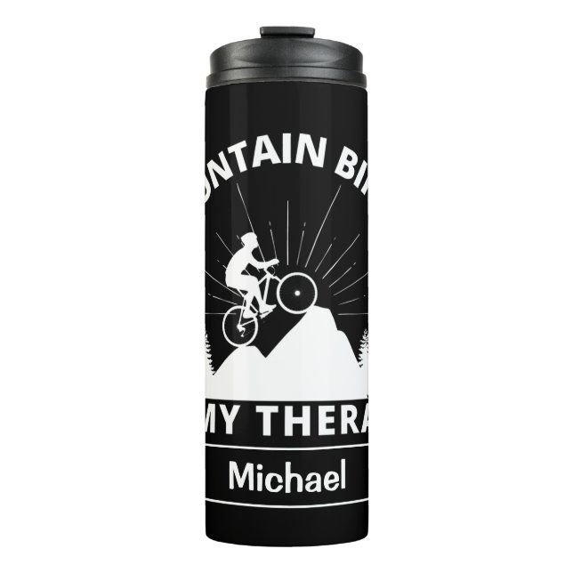 Mountain Biking ist meine Therapie Thermal Tumbler Thermosbecher (Vorderseite)