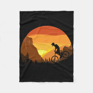 Mountain Biking Retro Sunset Trail Rider Fleecedecke