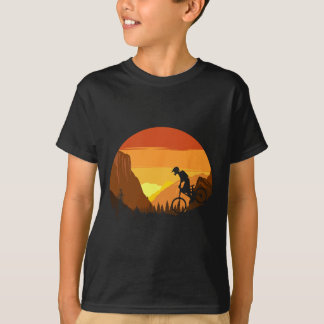 Mountain Biking Retro Sunset Trail Rider T-Shirt