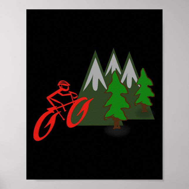 Mountain Biking Rider Climbing Scene  Poster (Vorne)