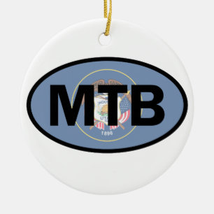 Mountain Biking Utah Flag Keramik Ornament