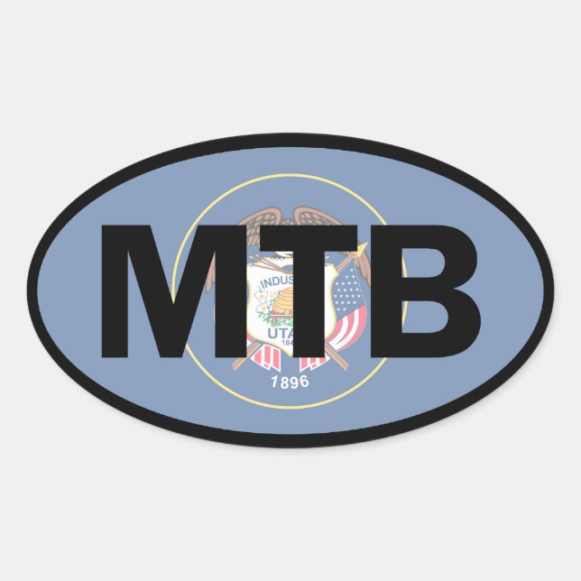Mountain Biking Utah Flag Ovaler Aufkleber (Vorderseite)
