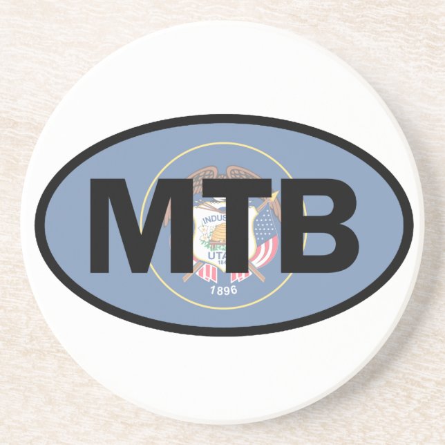 Mountain Biking Utah Flag Sandstein Untersetzer (Vorne)