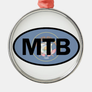 Mountain Biking Utah Flag Silbernes Ornament