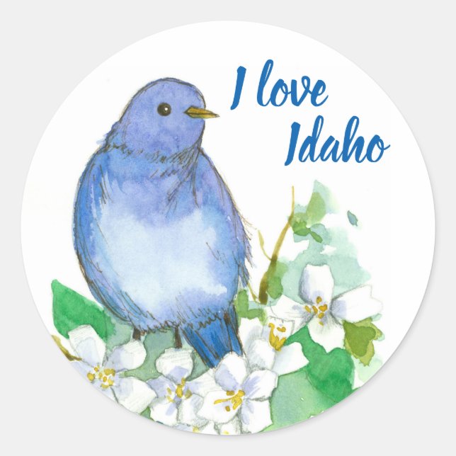 Mountain Bluebird I Liebe Idaho Runder Aufkleber (Vorderseite)