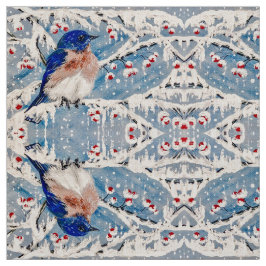 Mountain Bluebird in Holly Berry Fabric Stoff
