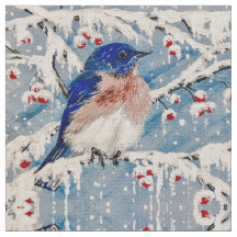Mountain Bluebird in Holly Berry Fabric
