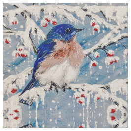 Mountain Bluebird in Holly Berry Fabric Stoff