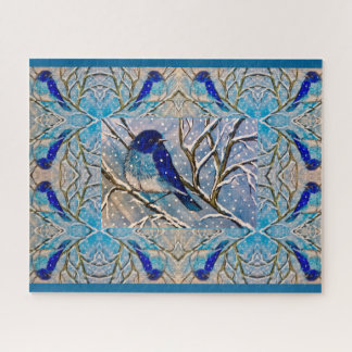 Mountain Bluebird in Snow Puzzle