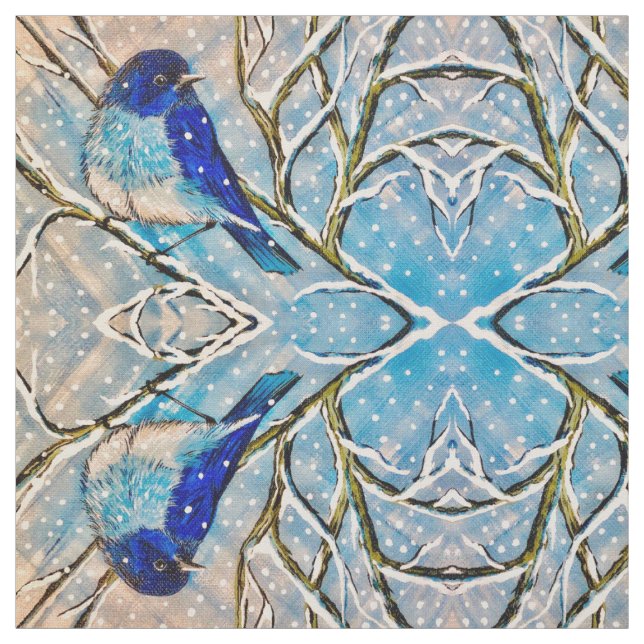 Mountain Bluebird in Snow Stoff (Muster)