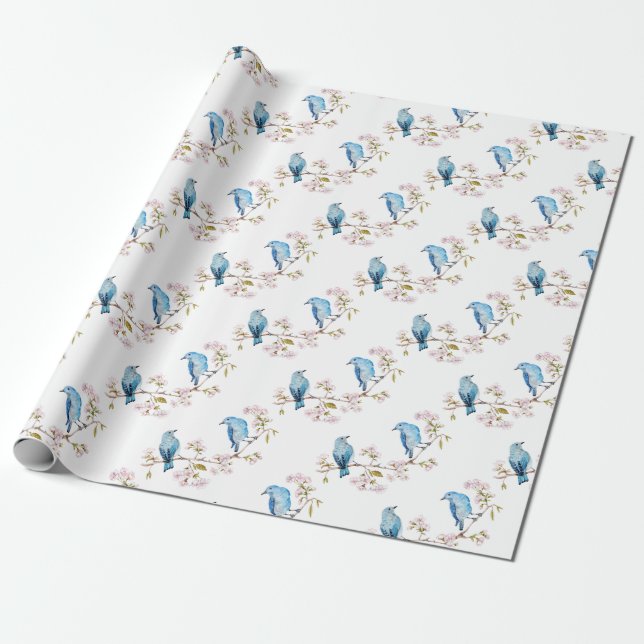 Mountain Bluebirds auf der Zweigstelle Sakura Geschenkpapier (Ungerollt)