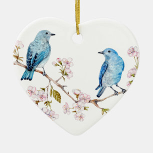 Mountain Bluebirds auf der Zweigstelle Sakura Keramikornament