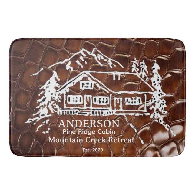 Mountain Cabin Faux Crocodile Leather Doormat Badematte (Vorderseite)