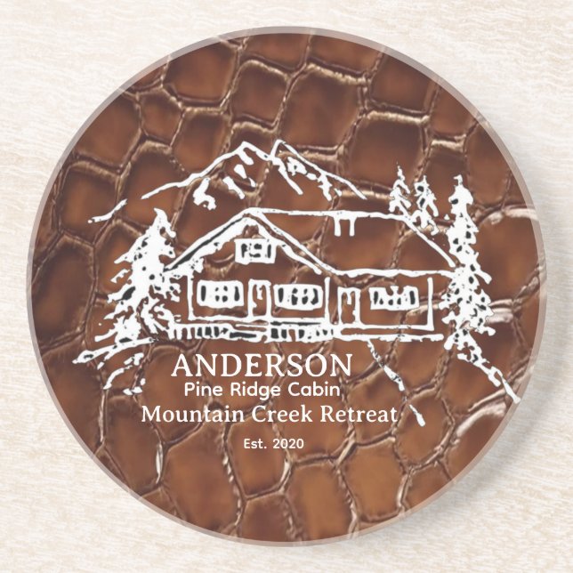 Mountain Cabin Faux Crocodile Leather Doormat Getränkeuntersetzer (Vorne)