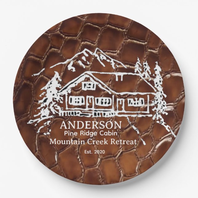 Mountain Cabin Faux Crocodile Leather Doormat Pappteller (Vorderseite)