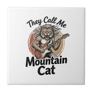 Mountain Cat Vintage-Engraving Rock Grafik-T-Shirt Fliese