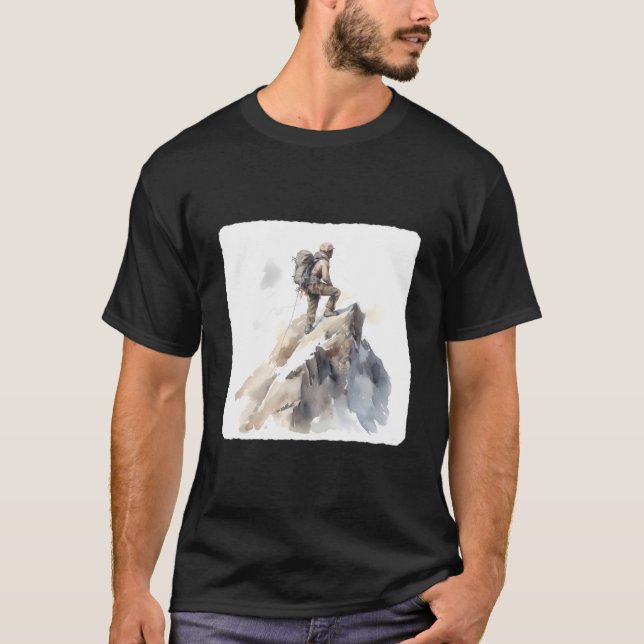 Mountain Climber Reaching Summit Mountaineering To T-Shirt (Vorderseite)