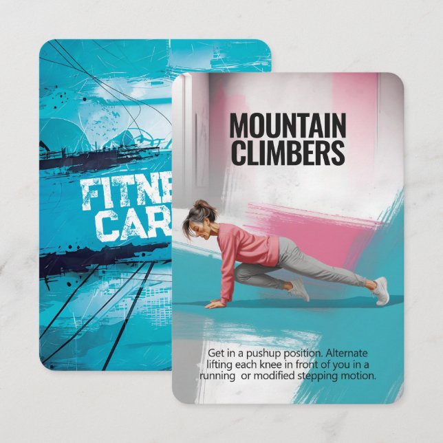 Mountain Climbers Fitness Card mit Blue Backing Save The Date (Vorne/Hinten)