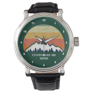 Mountain Climbing Cooles Vintages Sunset Monogramm Armbanduhr