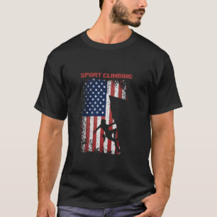 Mountain Climbing Sports Retro American Flag USA A T-Shirt