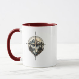 Mountain Compass Vintage-Abenteuer-Zweitön-Becher Tasse