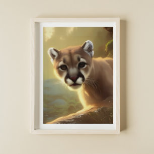 Mountain Cougar Wildlife Portrait Poster