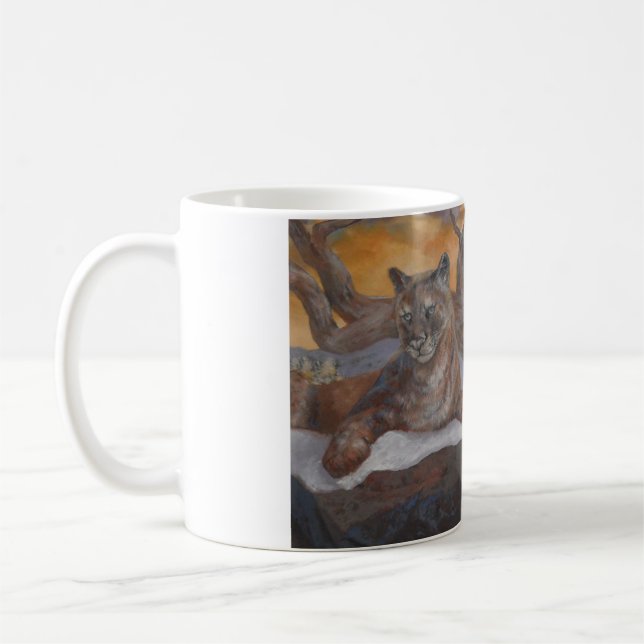 Mountain Cougar Winter Scene Coffee Cup  Kaffeetasse (Links)