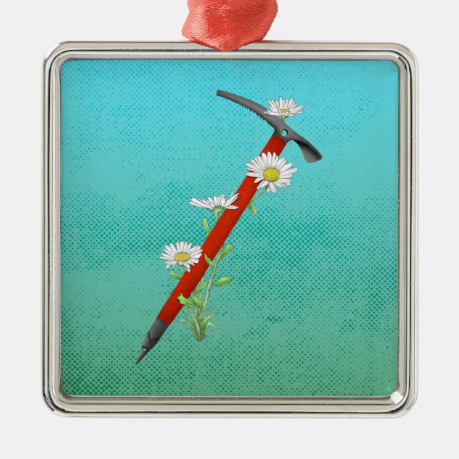 Mountain Daisy Ice Ax Ornament Aus Metall (Vorne)