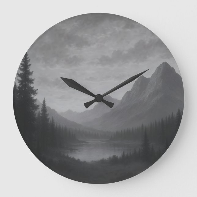 Mountain Escape Clock Große Wanduhr (Vorderseite)