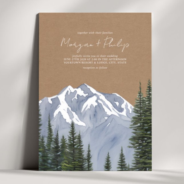 Mountain Evergreen Cardstock Hochzeit Einladung (Von Creator hochgeladen)