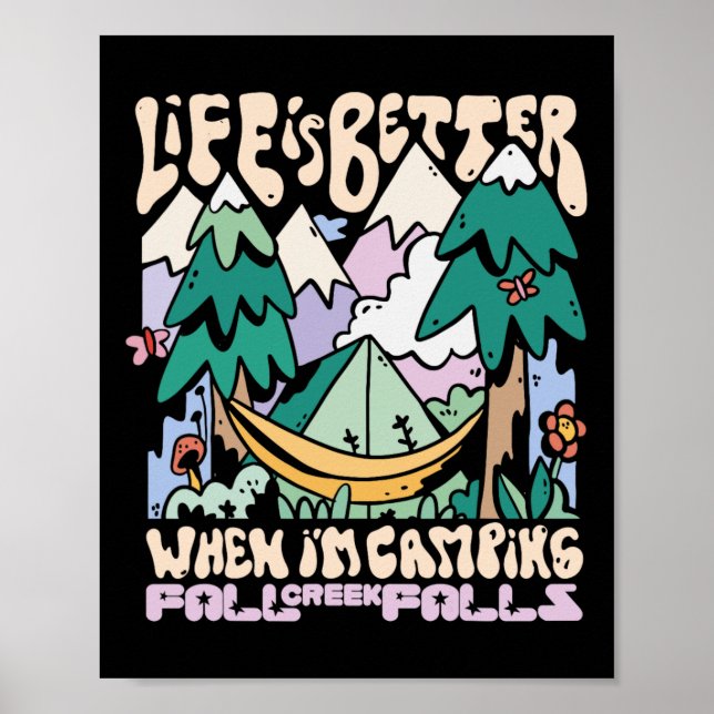 Mountain Fall Creek Falls Tennessee Camping Wild Poster (Vorne)