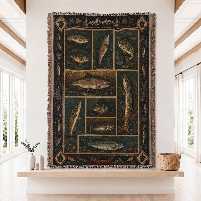 Mountain Fish Woven Blanket Decke (Von Creator hochgeladen)