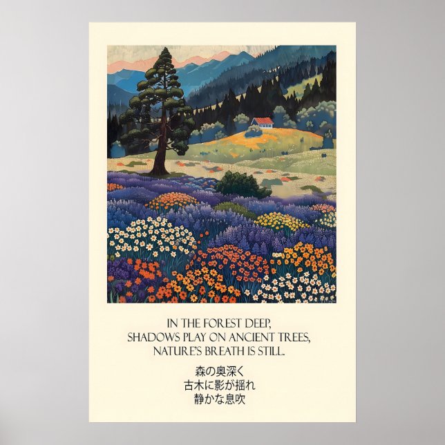 Mountain Forest Art Print Wildflower Meadow Poster (Vorne)