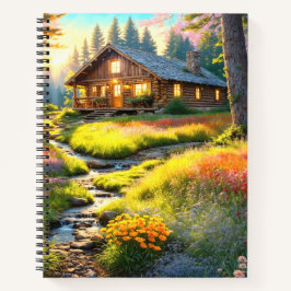 Mountain Forest Cabin Art Notizbuch